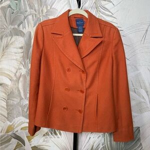 Faconnable Wool Blend Double Breasted Coat Jacket in Burnt Orange